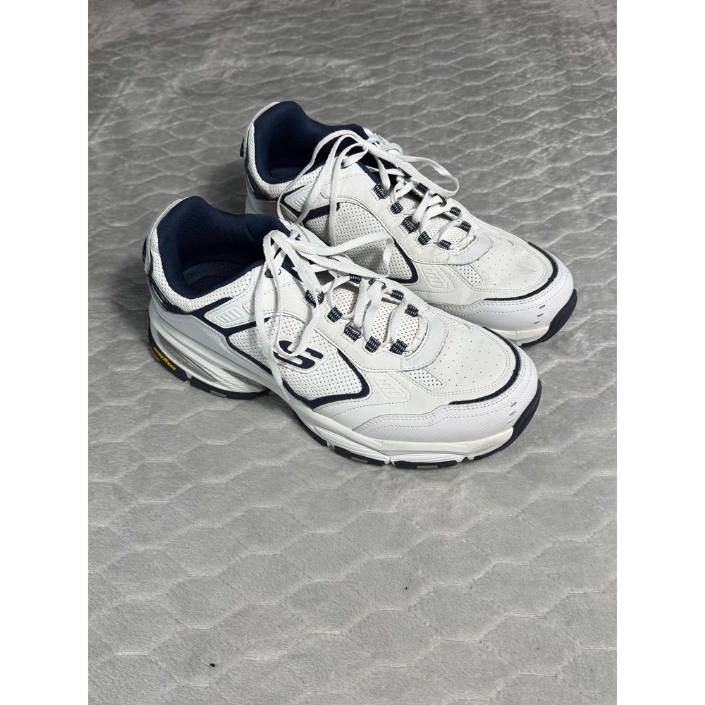 Skechers Vigor 3.0 WNV Mens White Navy Wide Fit Goodyear Sneakers 237148W 12
